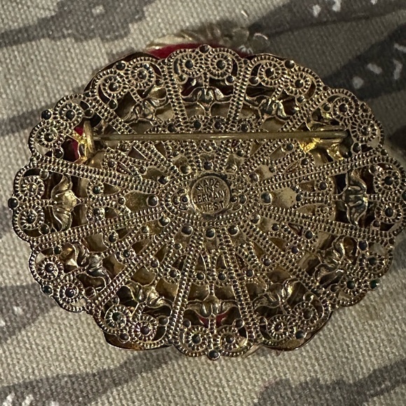 Rare Signed West Germany Blue Glass Brooch - Picture 2 of 3